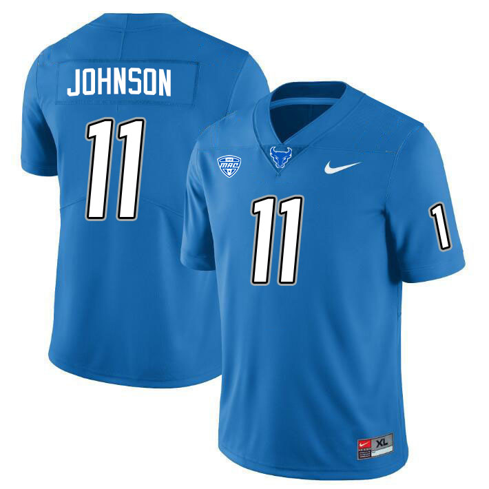 Buffalo Bulls #11 Taji Johnson College Football Jerseys Stitched-Blue